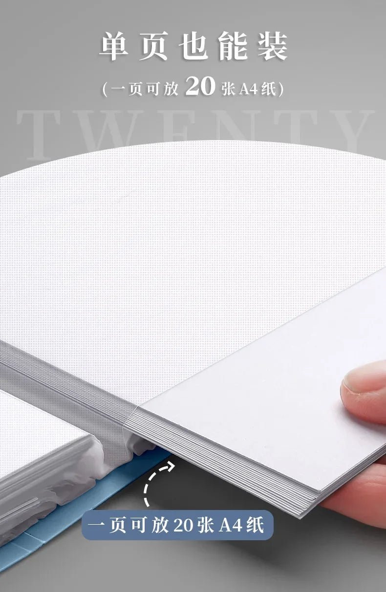 100 Pages A4 Thickened Folder Information Book Large Capacity Diy File Folder Multifunctional Document Organizer Desktop Storage