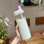 500/800ML Large-capacity Straw Cup, Food-grade Transparent PP Material,Portable Ins Style Water Cup, Juice Milk Tea Cup