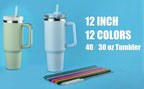 12Pcs Color Replacement Straws for Stanley 30/40 oz Tumbler , 12 in Long Reusable Plastic Straws for Stanley Cup, Plus 2 Brush