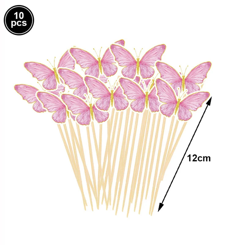 Butterfly Birthday Party Decoration Disposable Party Plates Cup Napkin Tablecloth Butterfly Knìfe Birthday Decoration Baby Showe