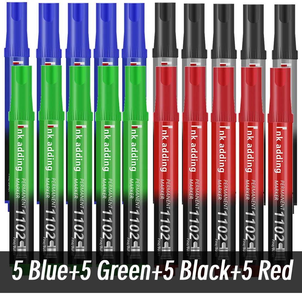 1/10/20pcs 2mm Red Blue Ink Black Permanent Marker Pens, Fine Tip, Waterproof, Quick Drying Drawing Pens Wood Stone Metal Glass