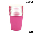 10PCS 9oz 250ml Solid Thick Paper Cup Disposable Cup Wedding Birthday Party Holiday Disposable Tableware