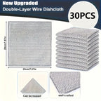 Thickened Steel Wire Cleaning Cloth Non-Scratch Double-layer Iron Microfiber Mesh Dishrag Washing Pot Rags Kitchen Towel