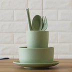 6 Pcs/Set Wheat Straw Baby Tableware Children Food Dishes Bowl Feeding Infant Learning Dinnerware Spoon Chopsticks Fork Cup New