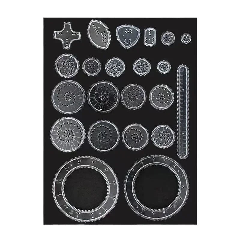 22pcs Roundness Ruler Set Geometric Ruler Mathematical Roulette Drawing Tools Learning Painting Puzzle Toys Art Tool