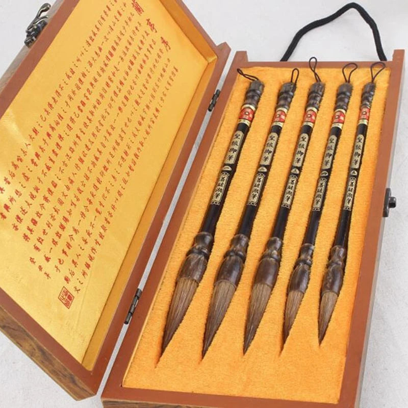Calligraphy Brush Pen with Gift Box Traditional Chinese Painting Calligraphy Brushes Set Mixed Hair Regular Script Brush Art Pen