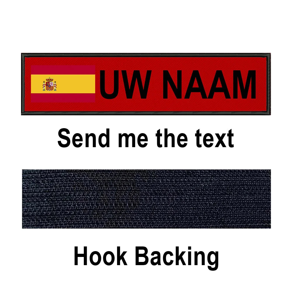 Custom Spain Flag Patch Tactical Patches Personalized Name Stripes Badge Tags Chevrons Armband Hook Loop For Military Backpack