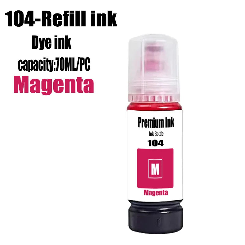 104 Premium Color Compatible Bulk Bottle Water Based Refill Ink For Epson ECOTANK ET-2821 ET-2825 ET-2826 ET-2830 Printer