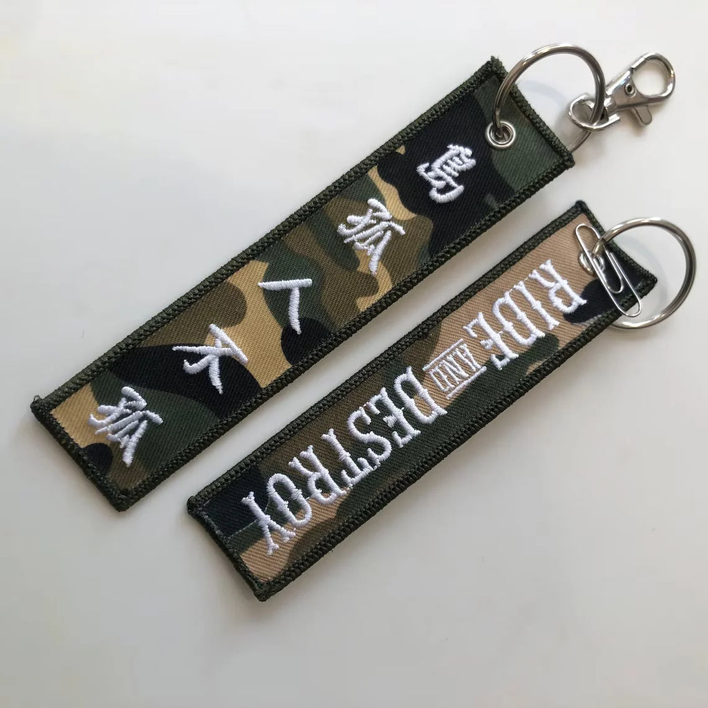 Custom Embroidery Keychains Double-sided Wholesale 50 PCS Printed Woven Logo to Customize Fabric Key Ring Tag for Bag Phone Car