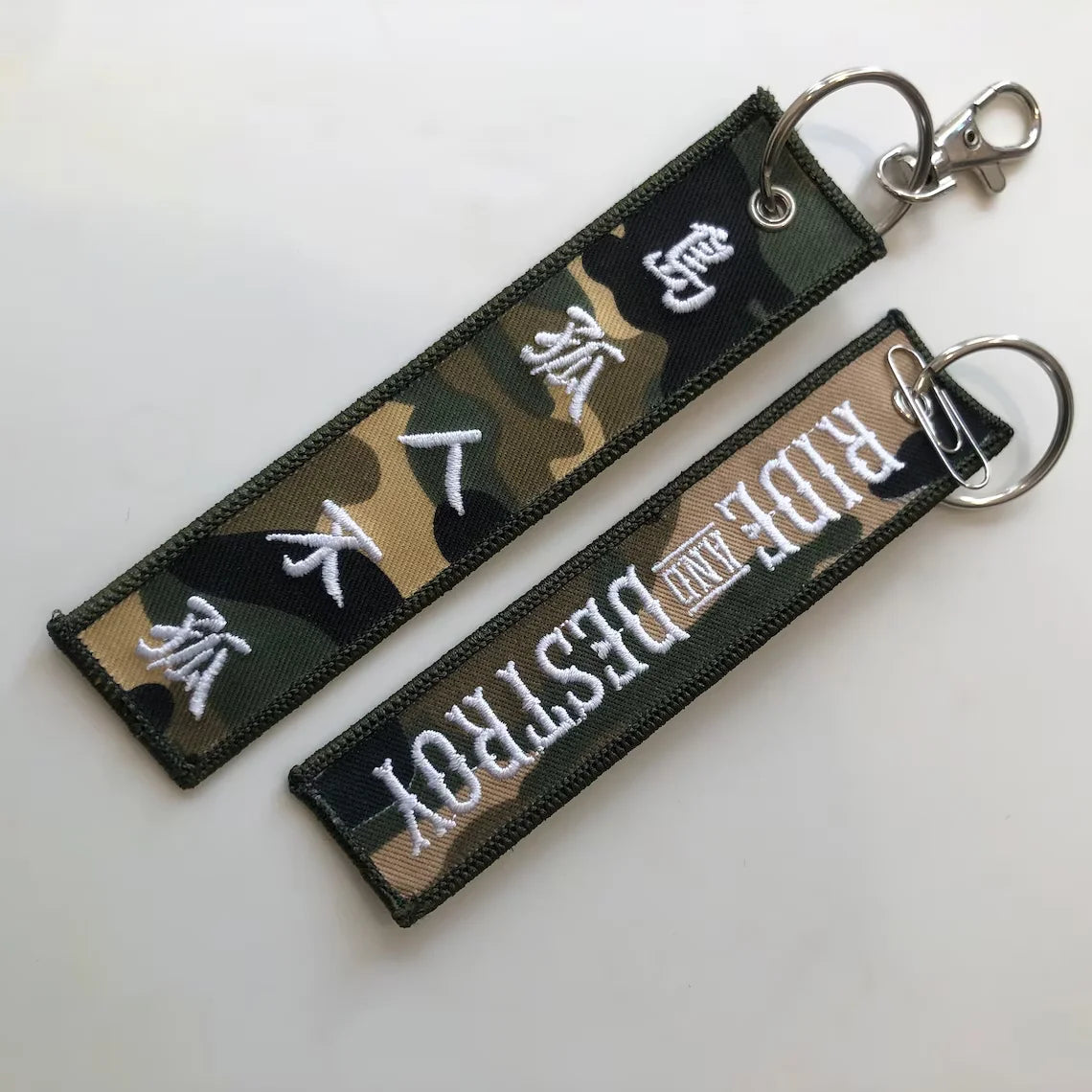 Custom Embroidery Keychains Double-sided Wholesale 50 PCS Printed Woven Logo to Customize Fabric Key Ring Tag for Bag Phone Car