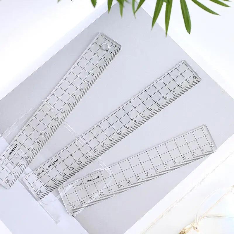1/3Pcs Simple15cm 18cm 20cm Transparent Simple Ruler Square Ruler Cute Stationery Drawing Supplies