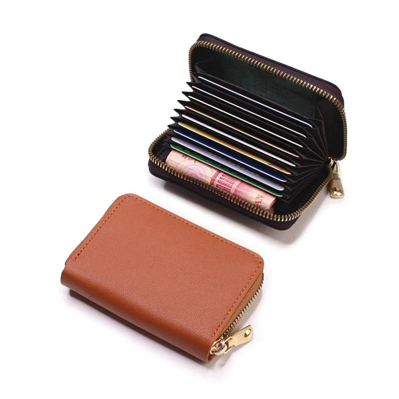 Compact Coin Purse Leather Business Credit Card Case Holder Travel Wallet for Women 20 Card Slots Small Card Pouch with