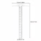 4pc, T-Square Ruler, Transparent And Orange, Clear Dual-Sided Measurement Tool For Drafting And General Layout Work