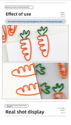 10pcs Funny Carrot Paper Clips Realistic Vegetable Shaped Baked Paint Metal Note Clips Office School Supplies