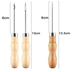 Leather Sewing Awl Set Metal/Wood/Plastic Multifunctional Shoes Repair Tool Kit Punch Stitching Needles DIY Candle Mold Punching