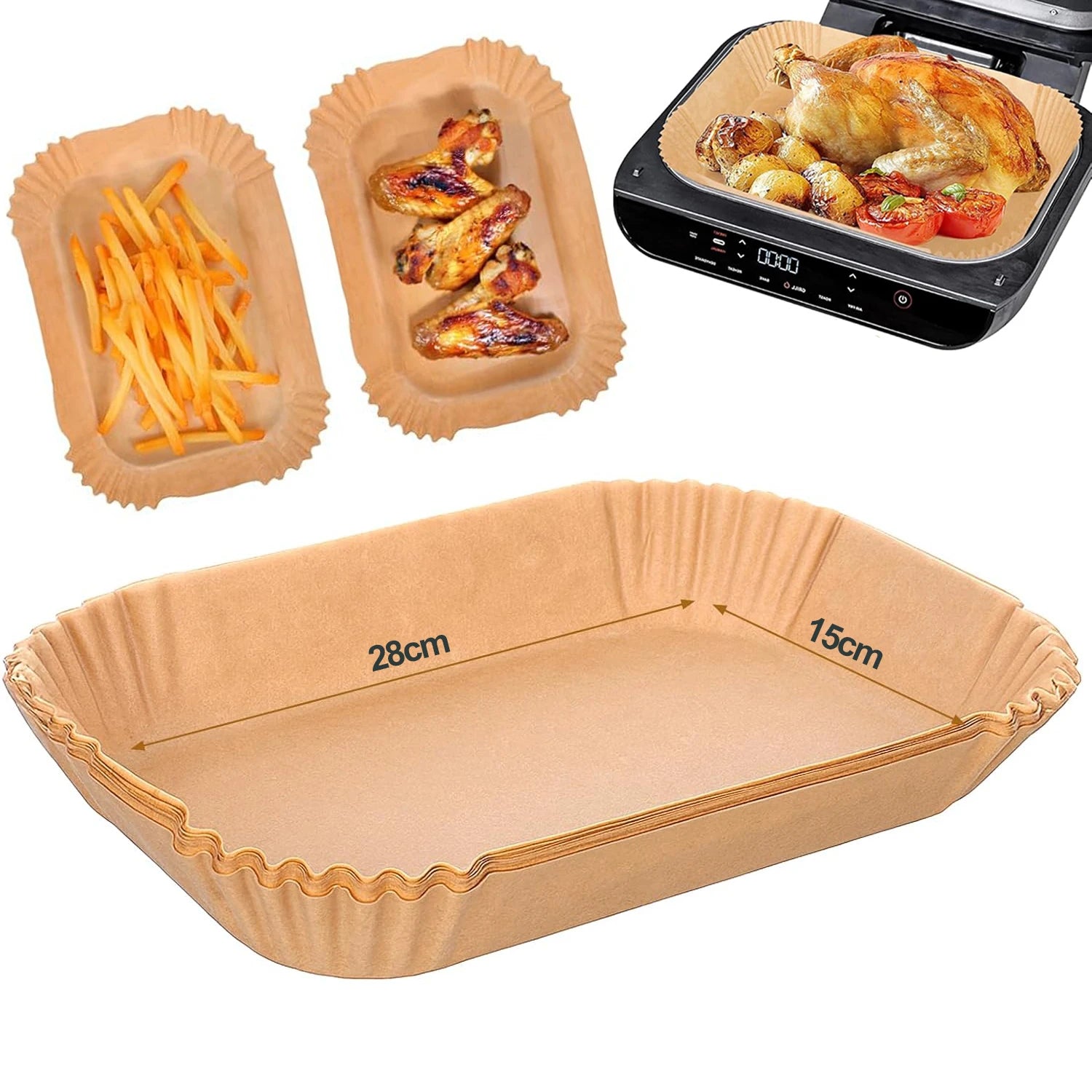 50/100Pcs Air Fryer Liners Disposable for Ninja FG551/DG551/IG651/ Foodi Smart XL Indoor Grill, Unbleach Parchment Paper Sheet