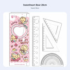 Cartoon Cat Ruler Set, Acrylic Geometry Tools, Student Stationery, Includes Triangle Ruler, Protractor, Straight Ruler, Cute