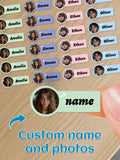 60-240PCs Custom Photo Name Stickers,4*1.8CM Personalized Markers For Special Items,Customized Name Photo Label,Waterproof Vinyl