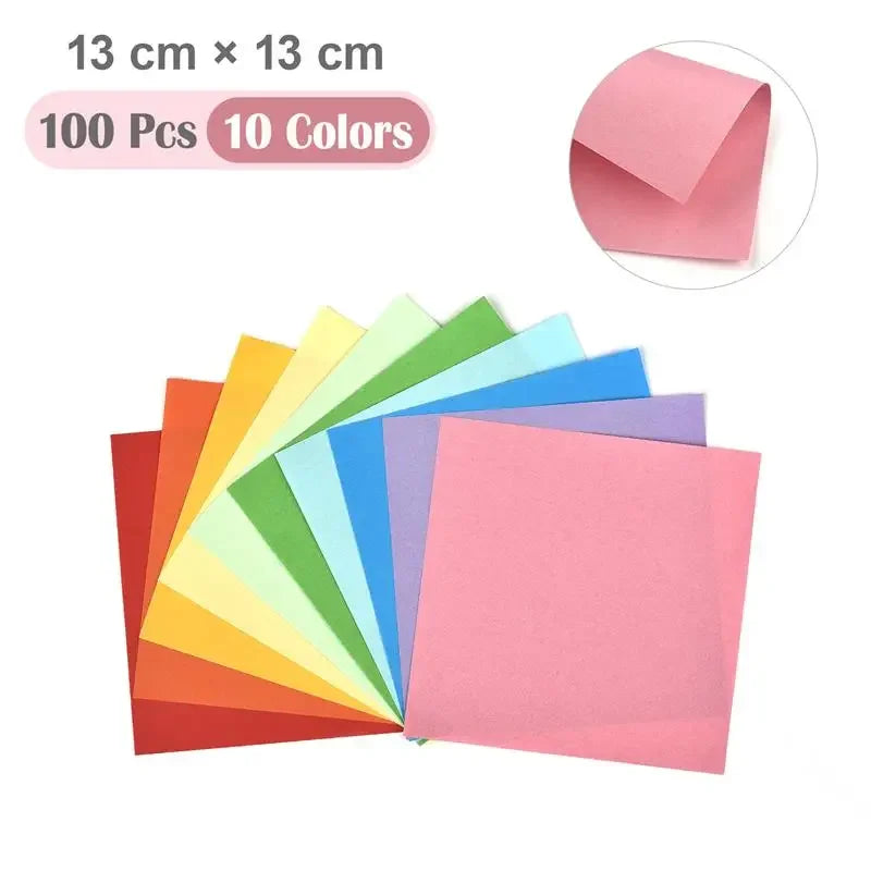 100Pcs Cardstock Paper Double Sided Folding Origami Paper Square Paper Crane Craft DIY Wish Paper Art Material Jewelry Tools ﻿