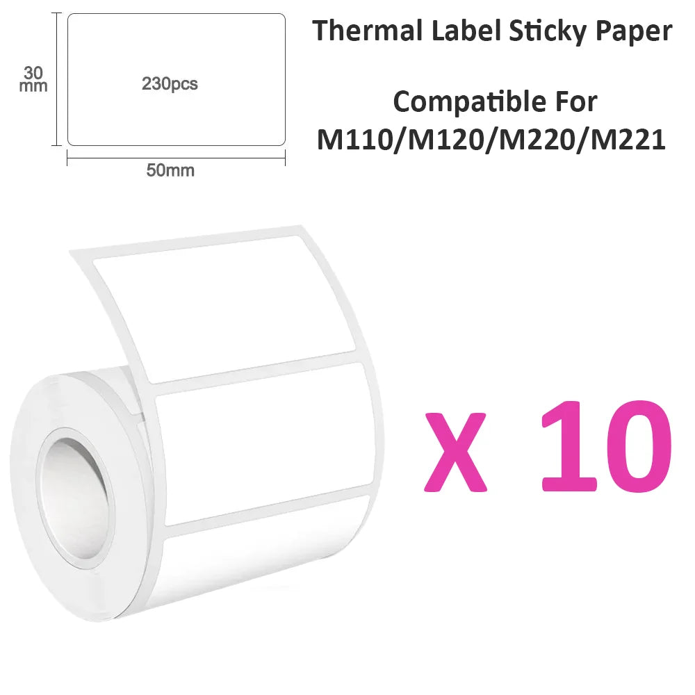 10 Rolls 50x30mm White Self-Adhesive Thermal Labels for Portable Handheld Printers Barcode Shipping Address Stickers Easy Clean