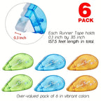 6 Packs Double Sided Tape Roller, Scrapbooking Tape, Permanent Adhesive Tape Dispenser Runner For Crafts And Arts Projects, Phot