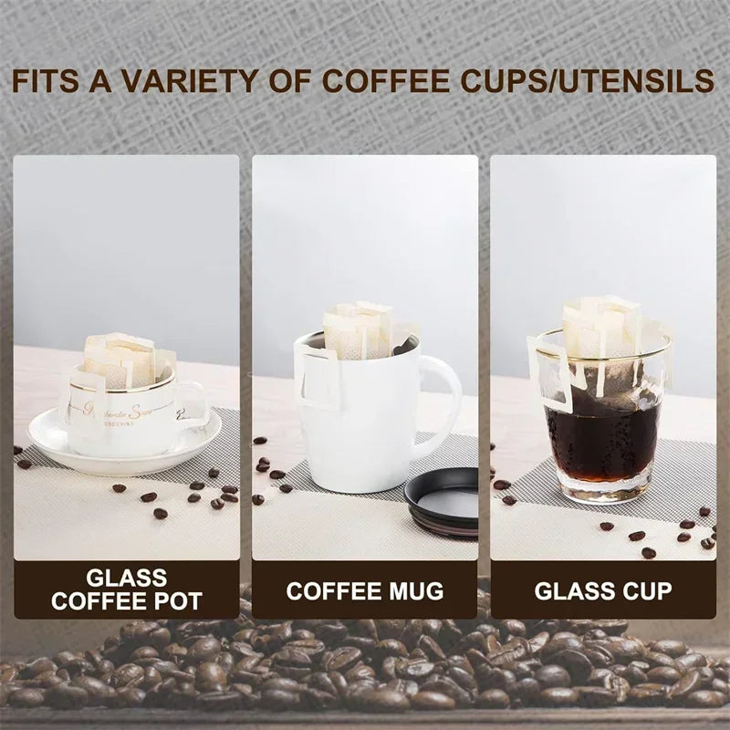 50-200PC Eco Friendly Biodegradable Fast Flow Coffee Filters Disposable Drip Brewing Bags for Home Office Travel Tea and Coffee