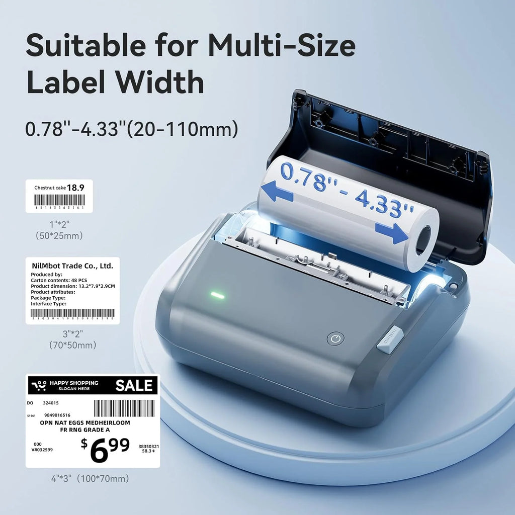NIIMBOT B4 Potable 4inch Label Printer 20-110mmm Print Width Label Shipping Barcode Sitcker Big Size Multiple Devices Connected