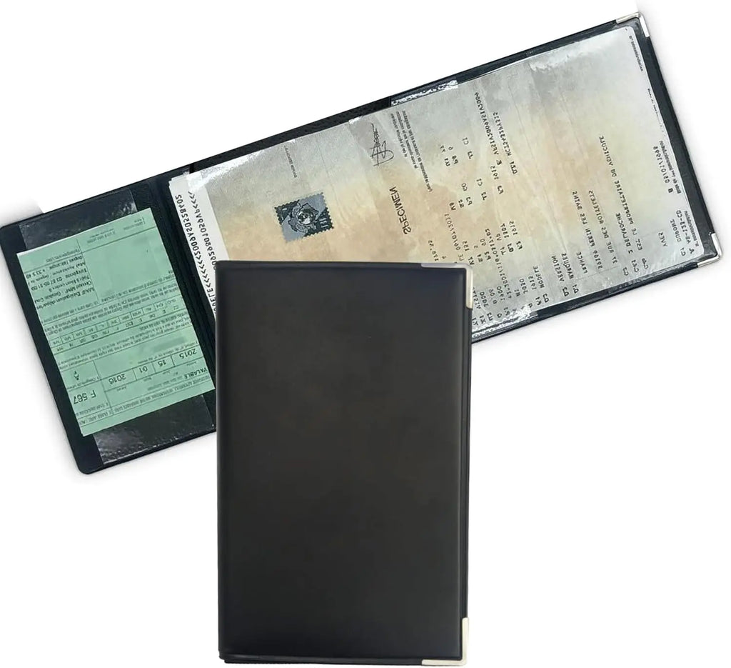 1/2pcs 4-fold grey card holder in imitation leather Vehicle document, insurance & licence holder – Elegant, compact and durable