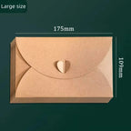 50pcs Japanese Kraft Paper Heart Envelopes - Vintage Ins Aesthetic for Couples Love Letters, European Style Creative Pouch