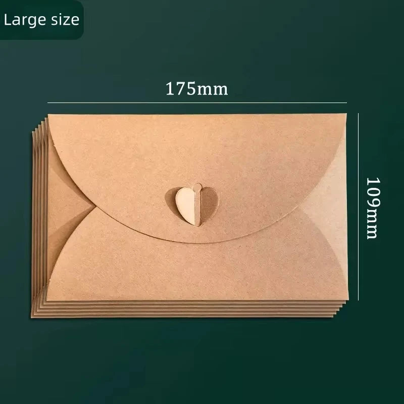 50pcs Japanese Kraft Paper Heart Envelopes - Vintage Ins Aesthetic for Couples Love Letters, European Style Creative Pouch