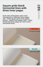Japanese LIFE noble note section Notebook 100sheets Grid/Horizontal A4 A5 B4 B5 Pen Writing Notebook Office Stationery Supplies