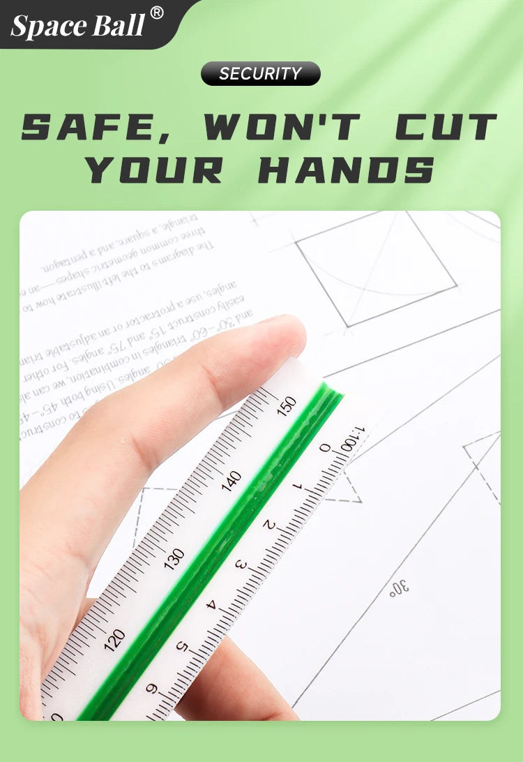 Space Ball Multi-functional Triangular Ruler Student Stationery 12.5/30cm Drafting Tool Scale Ruler Architect Technical Ruler