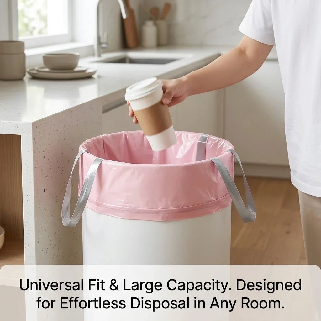 Pink Drawstring Trash Bags, Thickened Leakproof Tear Resistant Easy Tie Odor Resistant for Kitchen Bathroom Office Daily Home Use Households Busy Families Small Trash Can Liners Household Cleaning Garbage Bags