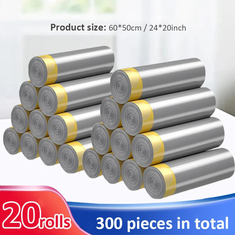 5/10/15/20 Rolls Drawstring Trash Bags for Kitchen Trash Can Thicken Large Capacity Garbage Bag Plastic Home Dustbin Storage Bag