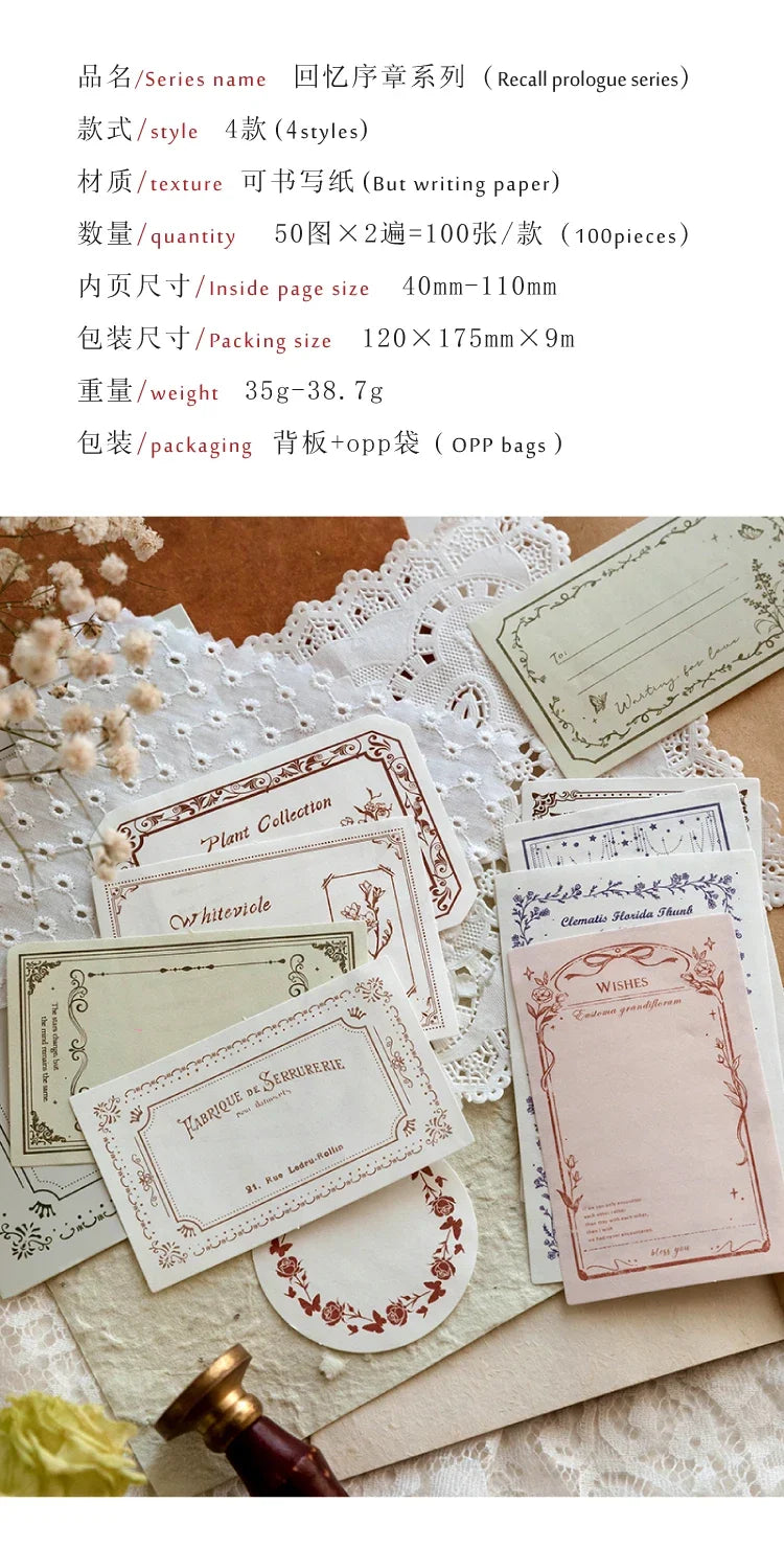 Journamm 100pcs/pack Creative Memo Pads Set DIY Scrapbooking School Supplies Collage Stationery Junk Journal Vintage Notes Paper