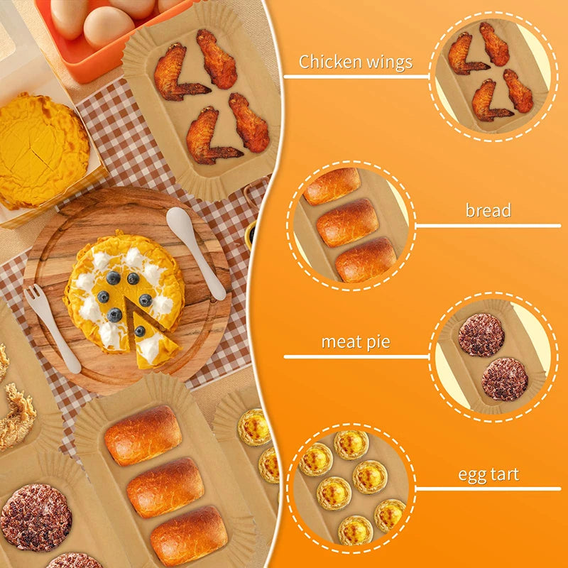 Large Rectangle Air Fryer Disposable Paper Liner 31 cm Nonstick Airfryer Parchment Special Baking Paper for 3-9QT Cooking Basket