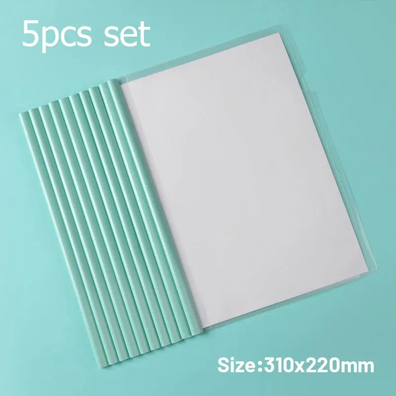 5pc/set A4 Transparent Folder Thickened Plastic Folder File Waterproof Test Paper Storage Bag Office Document Classification Bag