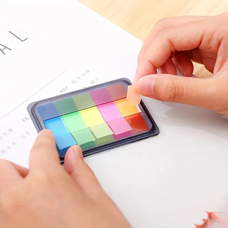 100 Sheets of Waterproof Colored Transparent Sticky Notes , Mini Self-Adhesive Post-it Pads For Planner Home & Office School
