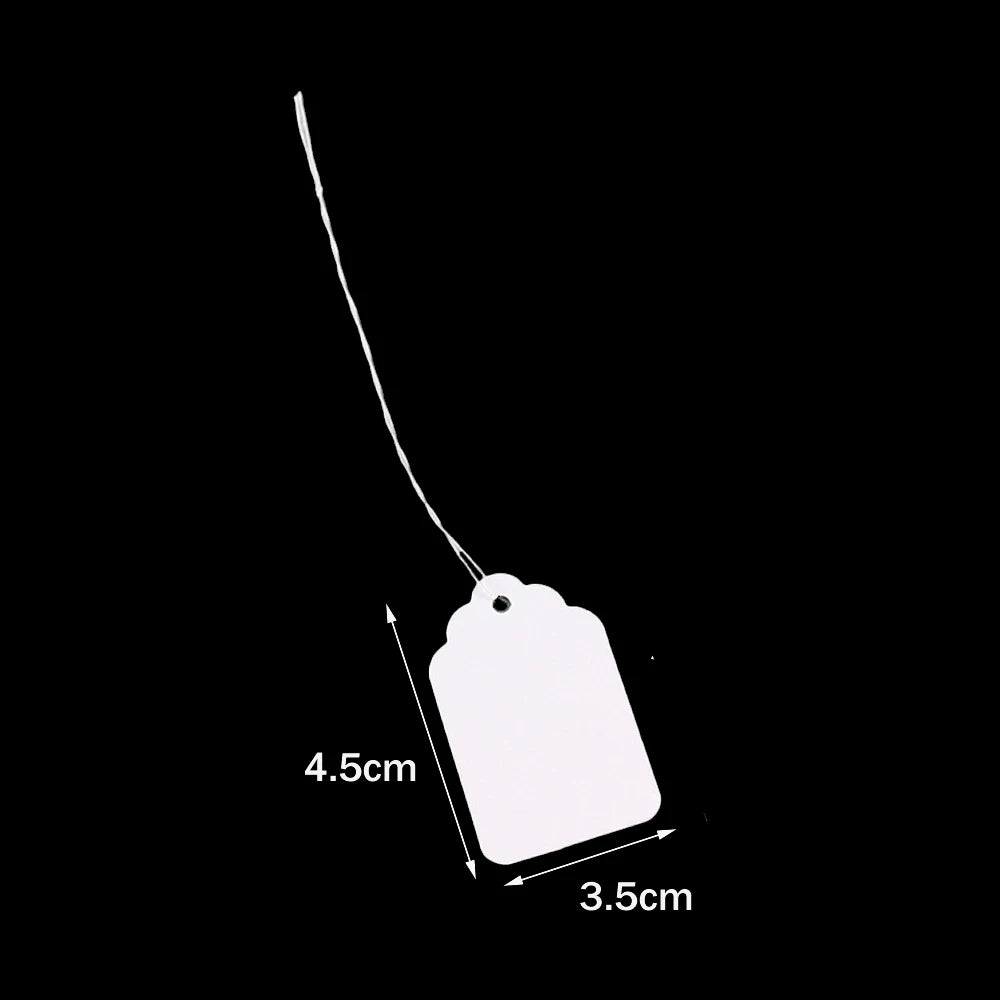 100pcs White Price Tags with String Attached Paper Hangtags Price Display Tags Writable Lables for Product Jewelry Clothing Sale
