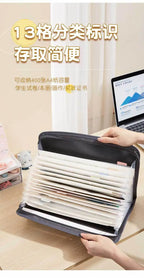 Expanding File Organizer 13 Pocket Accordion A4 Document Ziper Folder Bag Hot Style