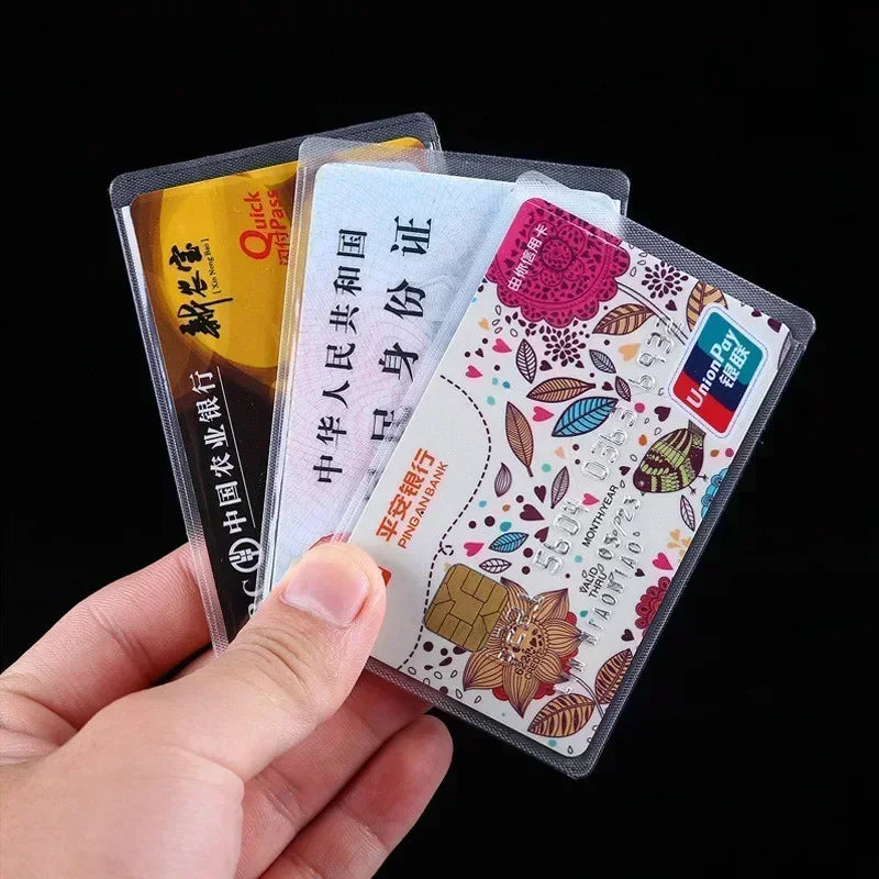 1/5/10PCS Women Men Credit Card case ID Business Card holder bag Protection Document Id Badge Transparent Card Cover Holder PVC
