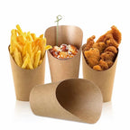 100PCS French Fries Cups Disposable Kraft Paper Cups Snack Containers Charcuterie Dessert Supplies Baking Cups Take-Out Party