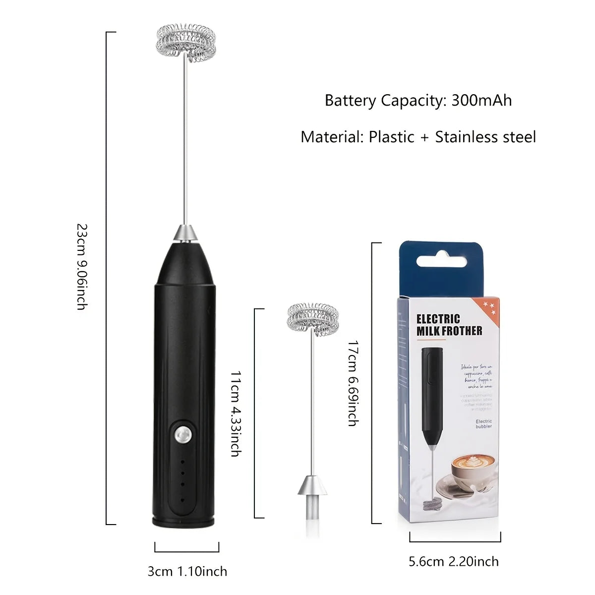 3-in-1 Electric Milk Frother & Hand Mixer, Wireless with Dual Spring, 3 Speeds & Type-C for Coffee, Baking, Kitchen & DIY Drinks