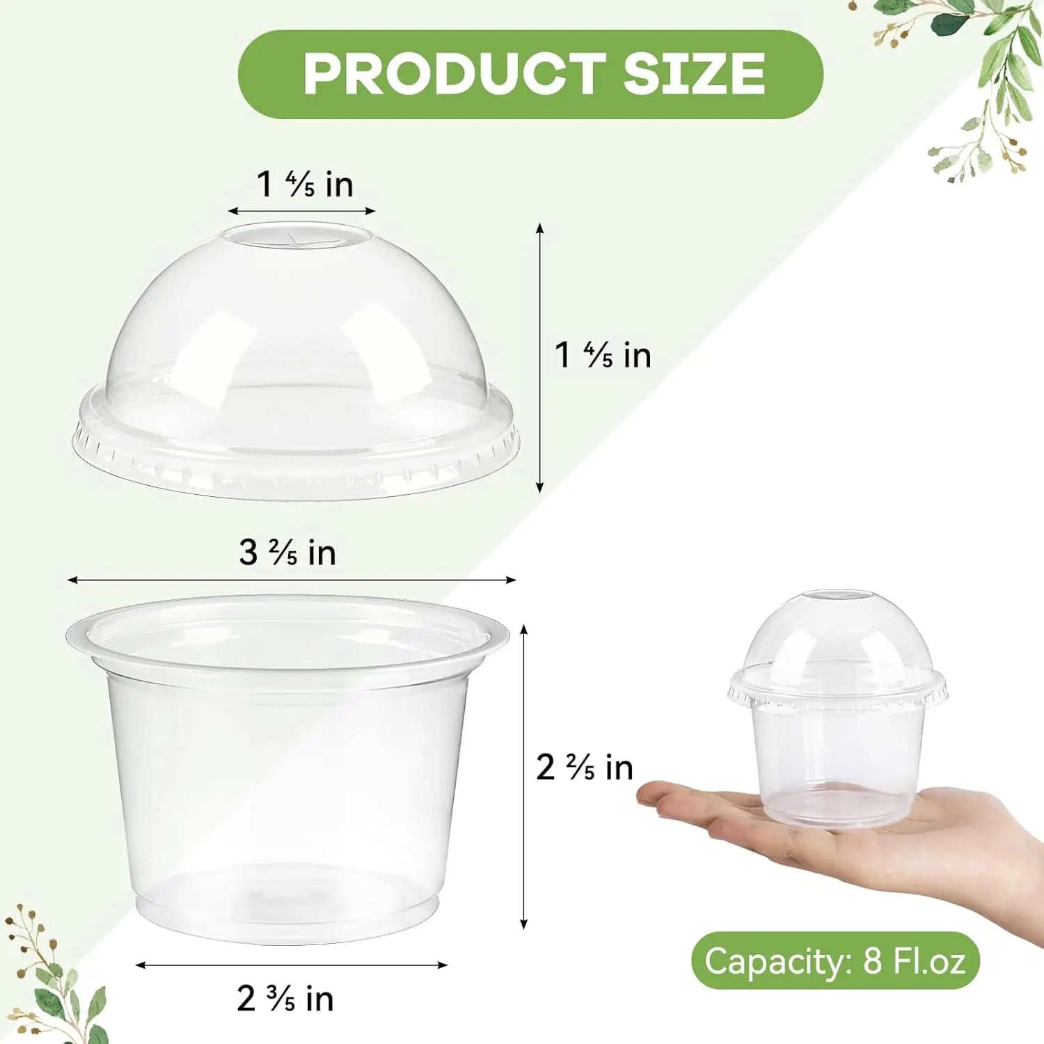 8OZ  Disposable Plastic Cups with Dome Lids Clear Dessert Cup Mini Parfait Appetizer Container for Ice Cream Cake Fruit Jelly