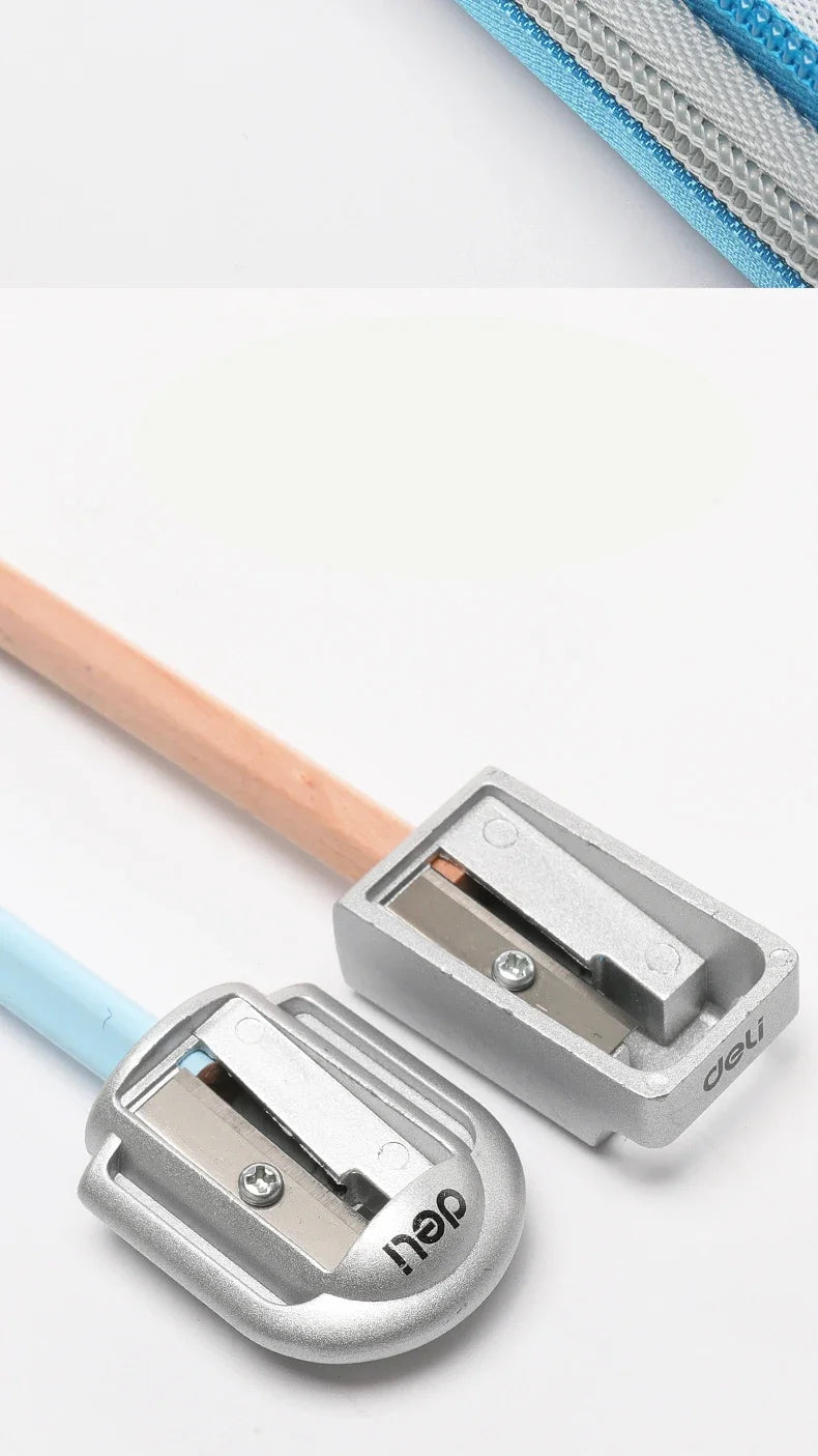 1/2Pcs Deli Zinc Alloy Pencil Sharpener Silver Metal Sharpener School Office Sharpener Stationery Supplies