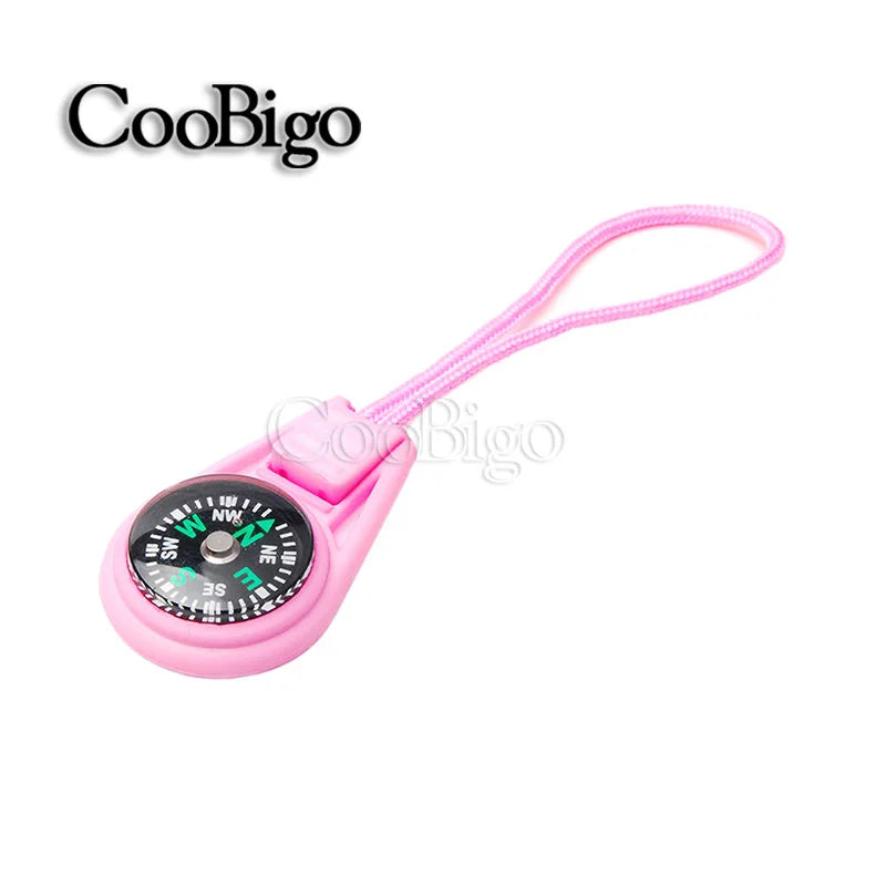 10Pcs Colorful Survival Keychain Zipper Pull Mini Compass for Outdoor Backpack Camping Hiking Pocket Navigator Adventure Tool