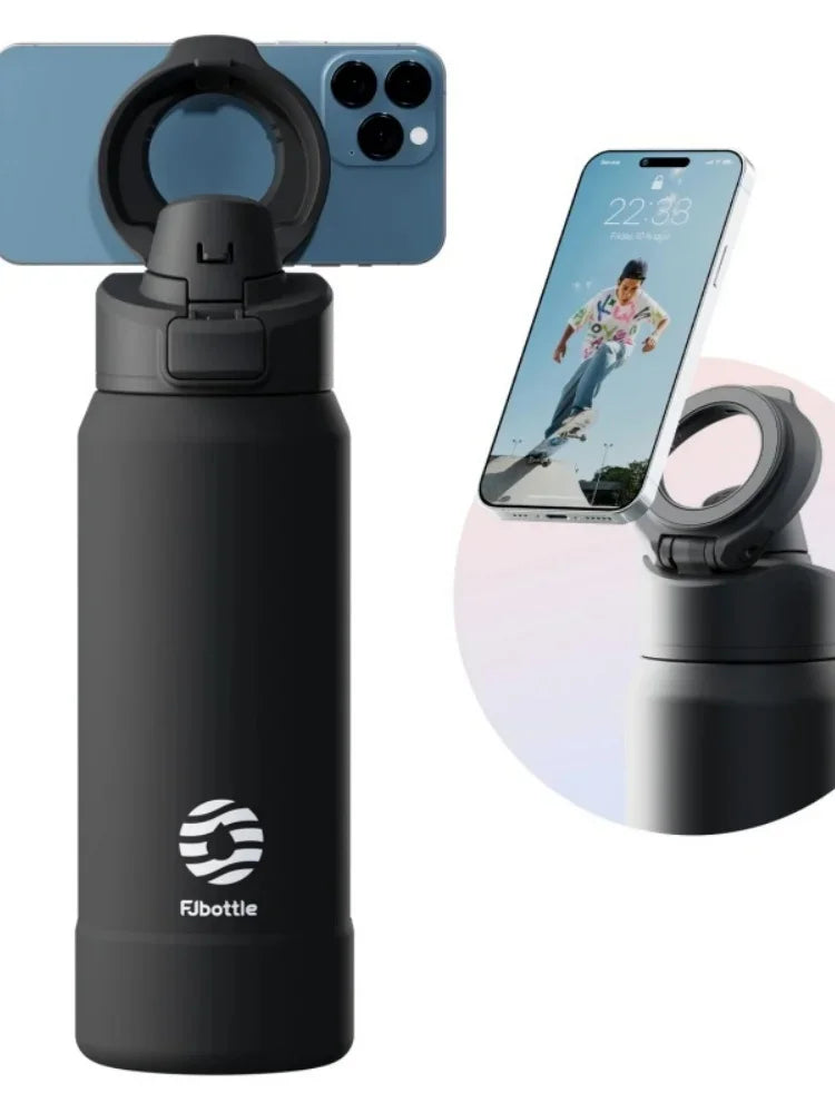 FEIJIAN 710/950ML Stainless Steel Sports Water Bottle with Magnetic Phone Holder Bouncing cover Insulation Cup Magnetic Thermos