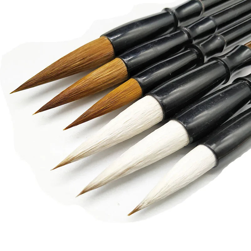 3Pcs Brown Weasel Hair White Woolen Writing Brush Chinese Calligraphy Brush Pen Writing Practice Supplies For Student