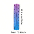 20cm/15cm Flexible Soft Ruler Gradient Rainbow Color Style Dual Unit Measurement in Cm and Inch  for Office Students School Use