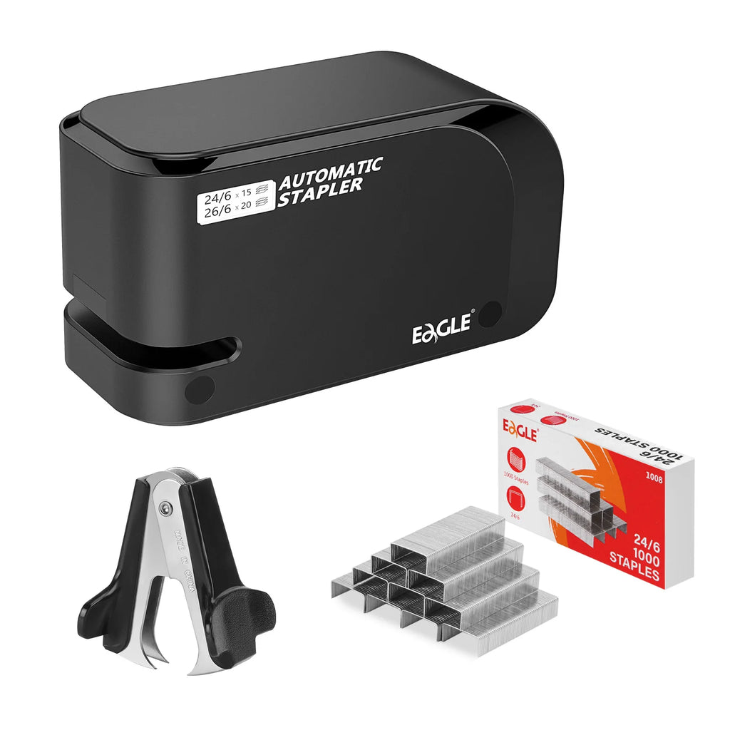 EAGLE Automatic Electric Stapler Set with Staple Remover & 1000 Staples 20-Sheet Capacity Desktop Stapler for Office School Use